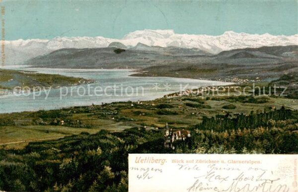 Uetliberg ZH Blick auf Zürichsee und Glarneralpen