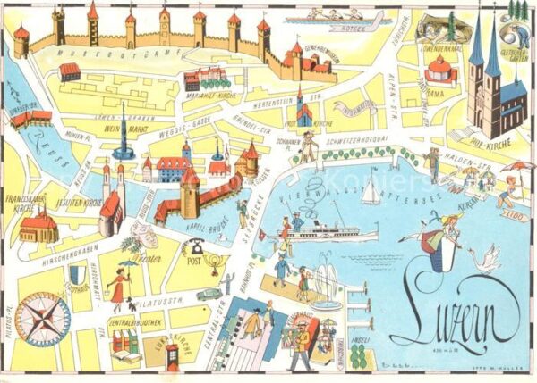 Luzern  LU Stadtplan Illustration