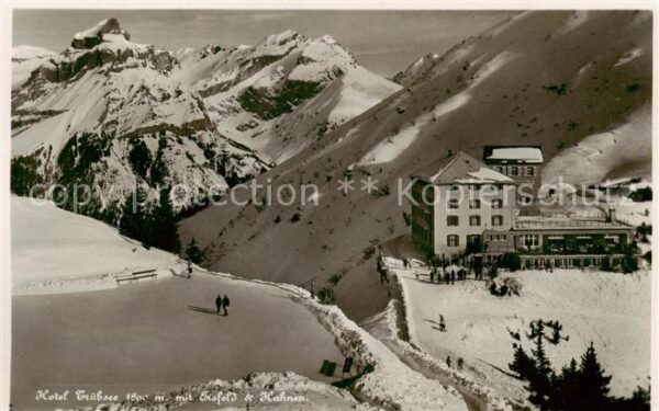Engelberg  OW Berghotel Trübsee mit Eisfeld und Hahne