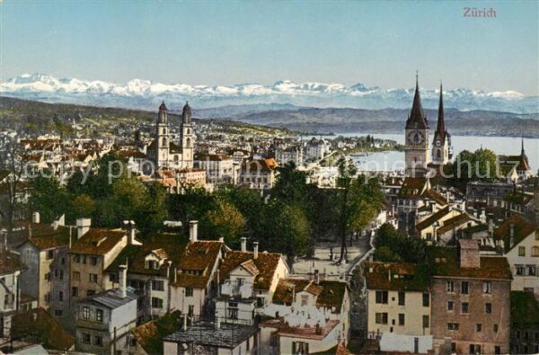 Zuerich ZH Stadtpanorama mit Kirchen Zürichsee Alp