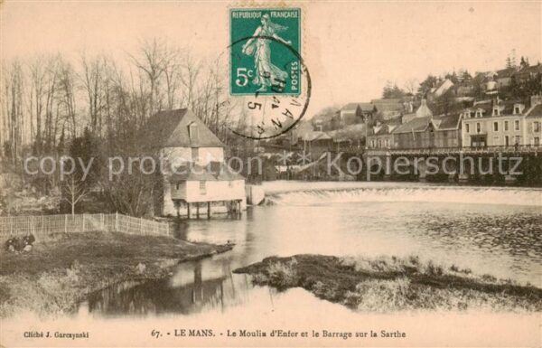 Le Mans Sarthe Le Moulin d’Enfer et le Barrage sur la