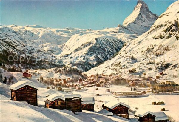 Zermatt VS Winterpanorama mit Matterhorn Walliser