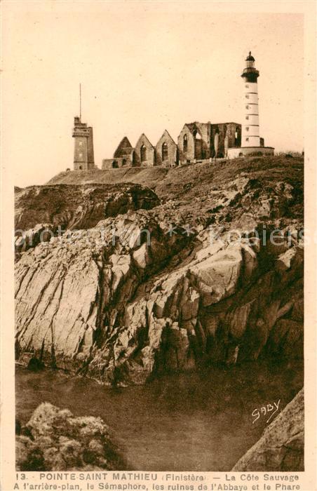 Pointe Saint-Mathieu Plougonvelin 29 Fin A l’arriere plan le Semaphore les ruine