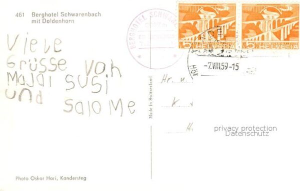 Kandersteg BE Berghotel Schwarenbach mit Doldenhorn – Bild 2