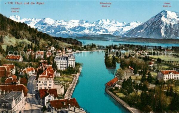 Thun BE mit Jungfrau Blümlisalp Niesen Thunerse