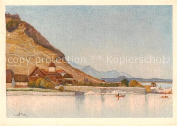 Twann BE am Bielersee Künstlerkarte