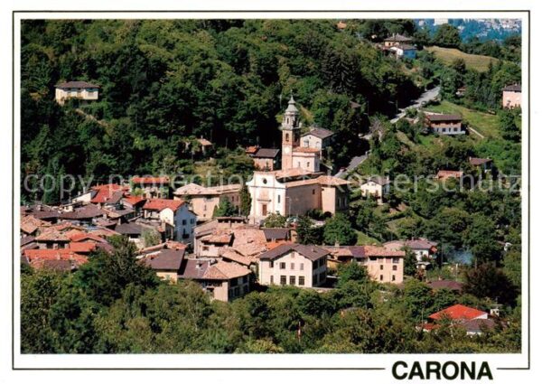 Carona Lago di Lugano TI Ortsansicht mit Kirche