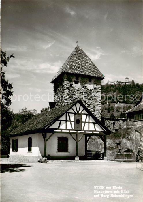 Stein Rhein SH Hexenturm mit Blick auf Burg Hohenkling