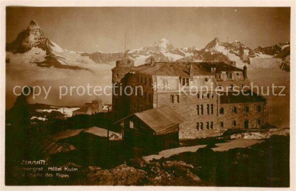 Zermatt VS Gornergrat Hotel Kulm et la chaine des