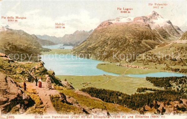 Silvaplana GR Blick von Hahnensee auf Silvaplana und
