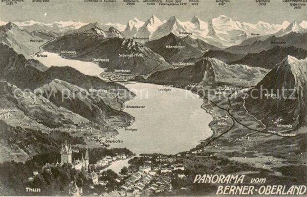 Berner Oberland Panoramakarte mit Thun