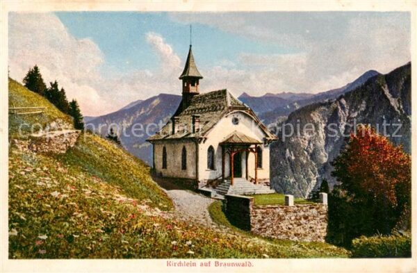 Braunwald GL Kirchlein Panorama