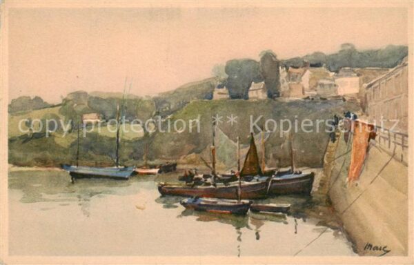 Douarnenez 29 Finistere Motiv am Hafen Künstlerkarte