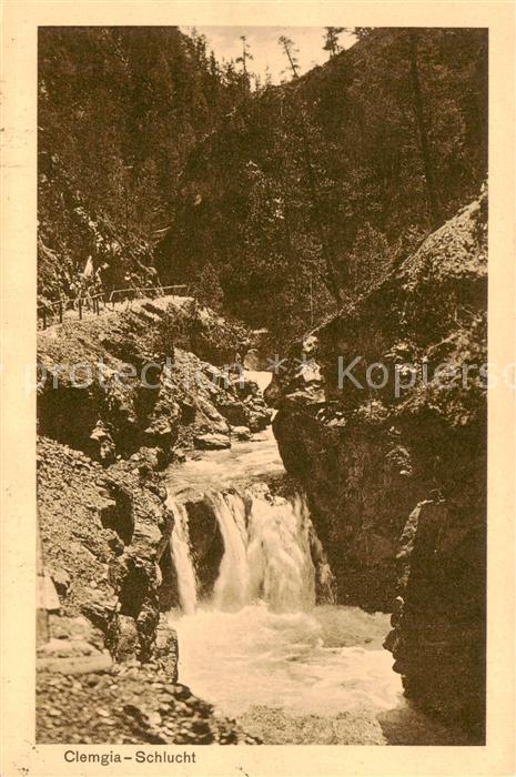 Clemgia Schuls Scuol GR Motiv mit Wasserfall