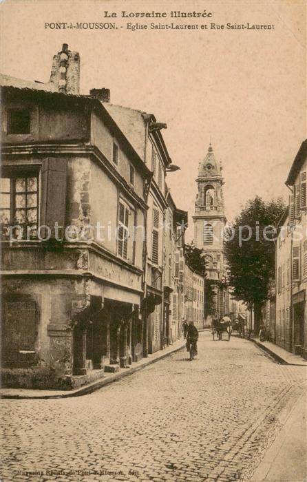 Pont-a-Mousson 54 Eglise Saint Laurent et Rue Saint Laure