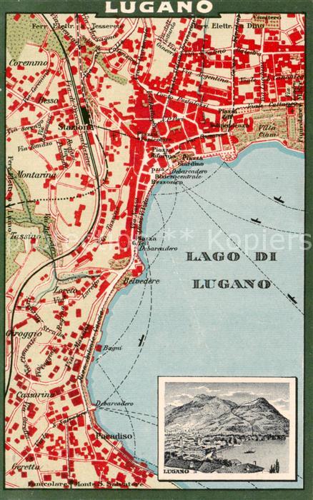Lugano Lago di Lugano TI Gebietskarte Panorama