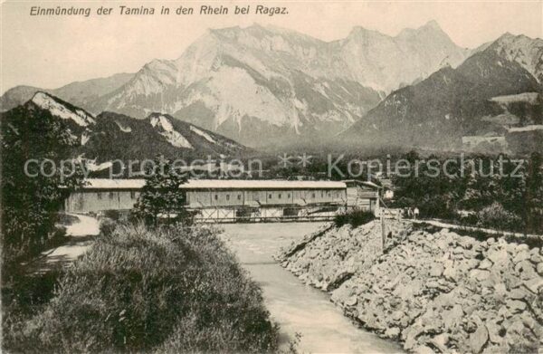 Ragaz Bad SG Einmündung der Tamina in den Rhein