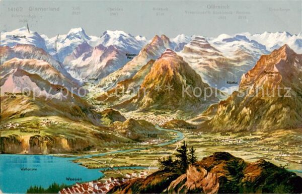 Glaernisch 2914m GL Glarnerland mit Wallensee und Weesen Pa