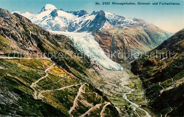 Rhonegletscher Glacier du Rhone VS mit Grimsel und Furkastrasse