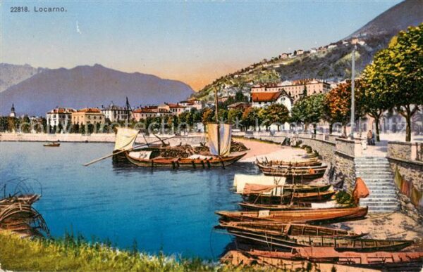 Locarno Lago Maggiore TI Bootshafen Panorama