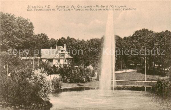 Strassburg Elsass Partie in der Orangerie Fontäne