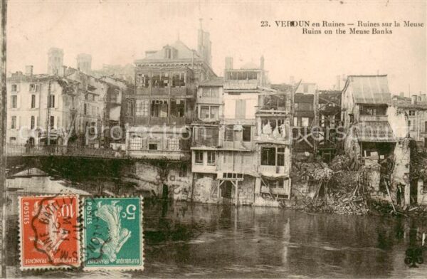 Verdun  55 Meuse Ruines sur la Meuse