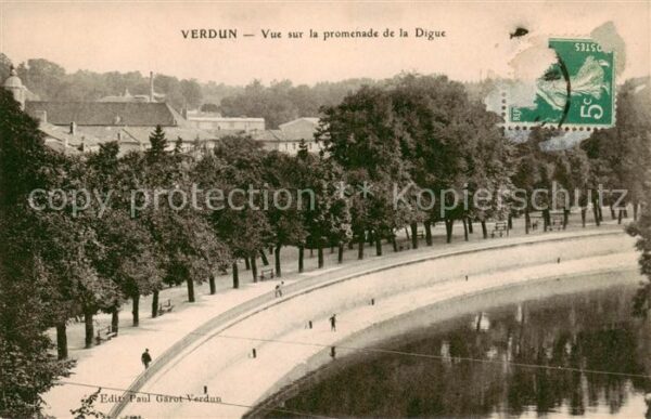 Verdun  55 Meuse Vue sur la promenade de la digue