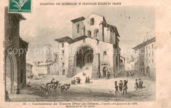 Thiers 63 Puy-de-Dome Cathedrale de Thiers d’apres une gravur