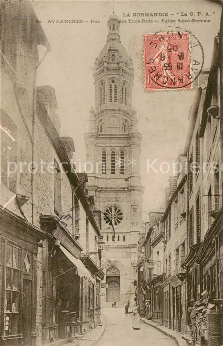 Avranches 50 Rue des Trois Rois et Eglise Saint Gerv