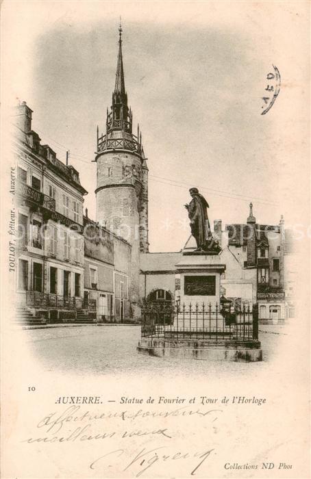 Auxerre 89 Statue de Fourier et Tour de l_Horloge