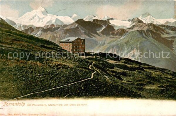 Torrentalp 2470m Albinen VS mit Weisshorn Matterhorn und Dent Blanc
