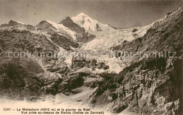 Weisshorn VS et le glacier de Bies Vue prise au dess