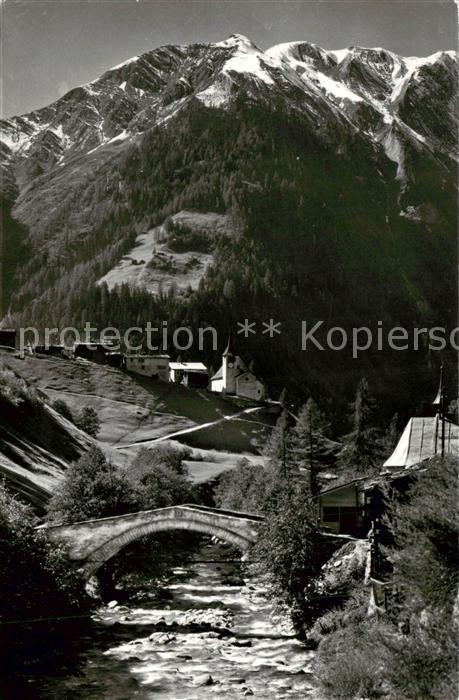 Binn mit Breithorn Kirche und Brücke über di