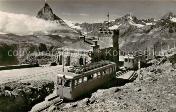 Zermatt VS Gornergrat Bahn Station und Matterhorn
