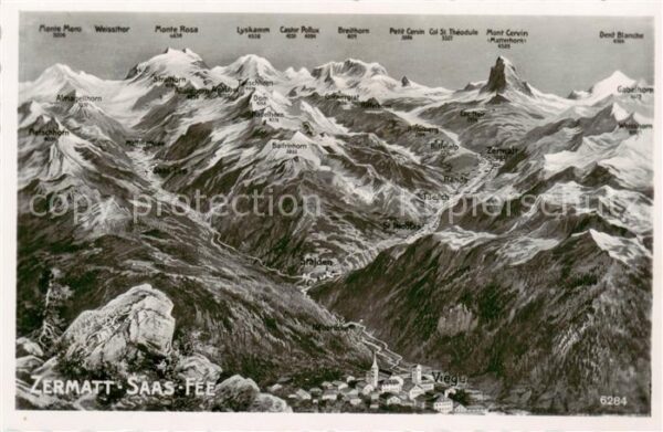 Zermatt VS mit Matterhorn und Saas-Fee