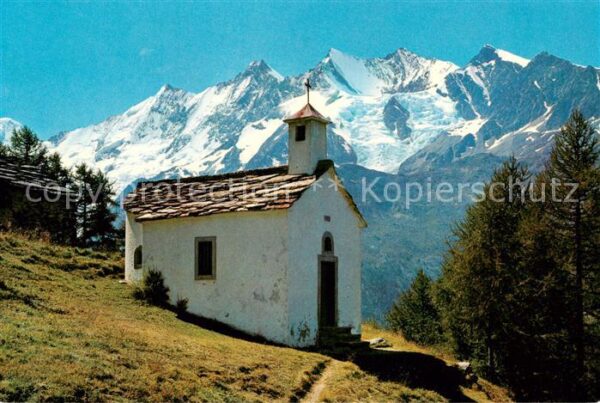 Saastal Bergkapelle Triftalp mit Täschhorn Dom