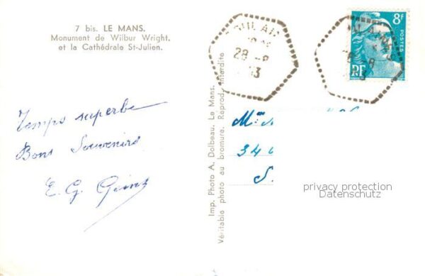 Le Mans Sarthe Monument de Wilbur Wright et la Cathedr – Bild 2