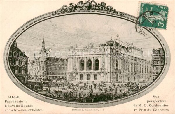 Lille 59 Facades de la Nouvelle Bourse et du Nou
