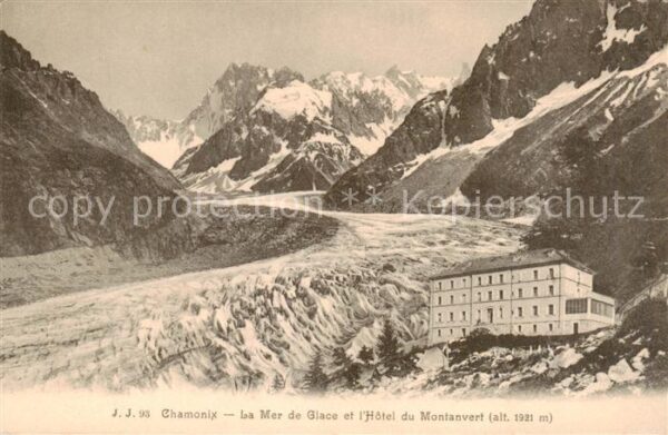 Chamonix 74 Haute-Savoie La Mer de Glace et l’Hotel du Montanver