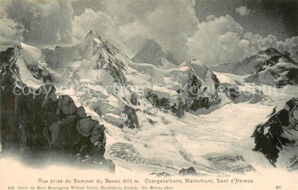 Besso 3668m VS mit Obergabelhorn Matterhorn und Dent d