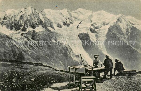 Chamonix 74 Haute-Savoie La Terrasse de l’Hotel Plan Praz et le