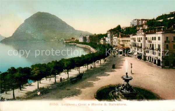 Lugano Lago di Lugano TI Quai e Monte San Salvatore