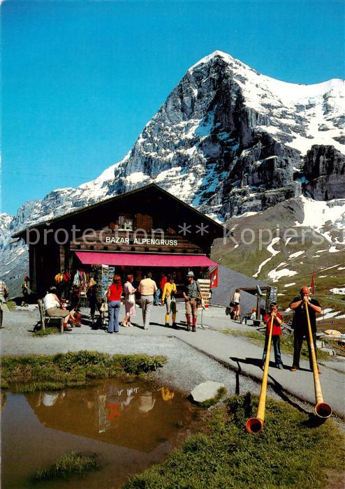 Kleine Scheidegg Interlaken BE Bazar Alpengruss mit Eiger und Alphornb