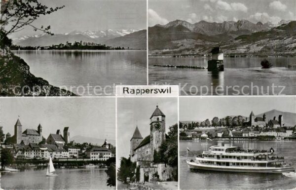 Rapperswil BE Panorama Kirche Burg Fahrgastschiff