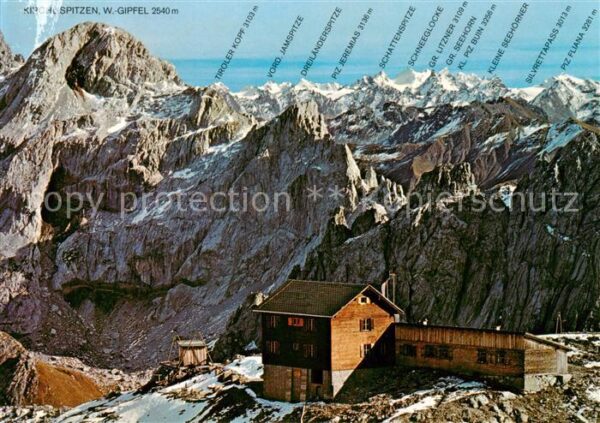 Totalphuette 2385m Voralrlberg AT mit Kirchlispitzen und Silvretta