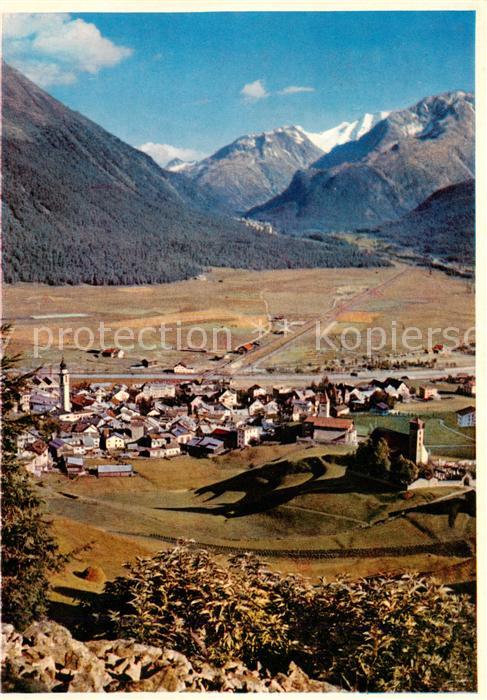 Samedan Fliegeraufnahme mit Berninagruppe