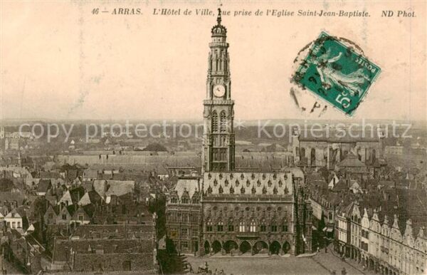Arras  62 Hotel de Ville vue prise de l’Eglise Sa