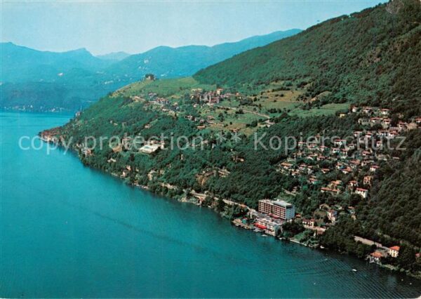Morcote Lago di Lugano TI Hotel Olivella au Lac Fliegeraufnahme