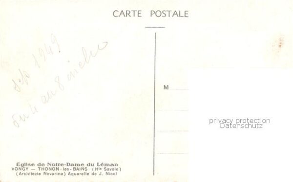 Thonon-les-Bains 74 Haute-Savoie Eglise de Notre Dame du Leman Aquarell – Bild 2