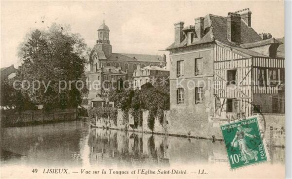 Lisieux 14 Vue sur la Touques et l’Eglise Saint De